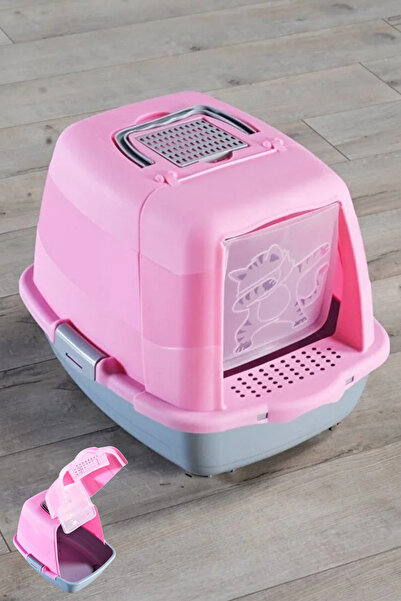 Genel Markalar Kapalı Kedi Tuvaleti Kedi Figürlü Pembe