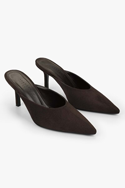 Shoeberry Women's Serina Brown Suede Stiletto Slippers