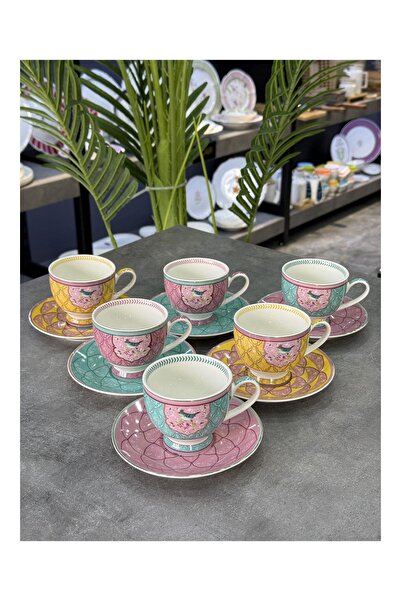 Doğudeko Qush Seri Porselen 6 Lı Çay Fincan Takımı