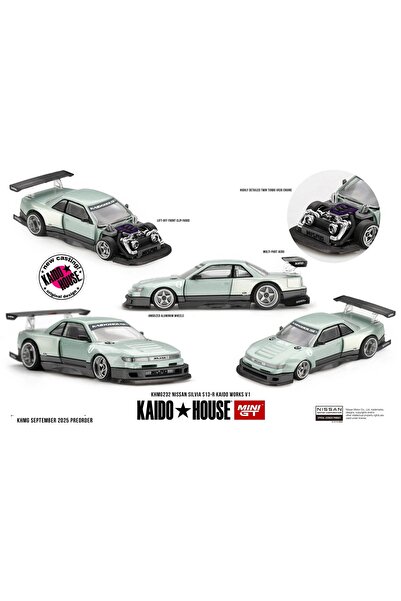 mini gt Kaido House Nissan Silvia S13-R Kaido Works V1 KHMG232 1:64 Diecast M...