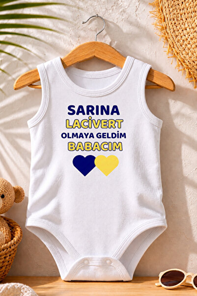 Pamuk Saray I'M Here to Become a Navy Blue Dad Printed 100% Cotton Baby Bodys...