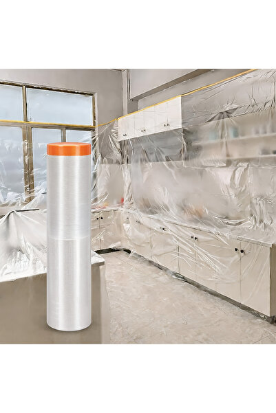 almihomi Plastic Furniture Dust Cover Roll 3000 × 300 cm Pre-Taped Waterproof...