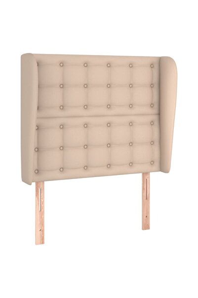 vidaxl Tăblie pat cu aripioare cappuccino 83x23x118/128 cm piele