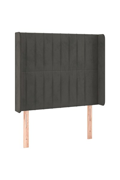 vidaxl Tăblie de pat cu aripioare gri închis 83x16x118/128 cm catifea