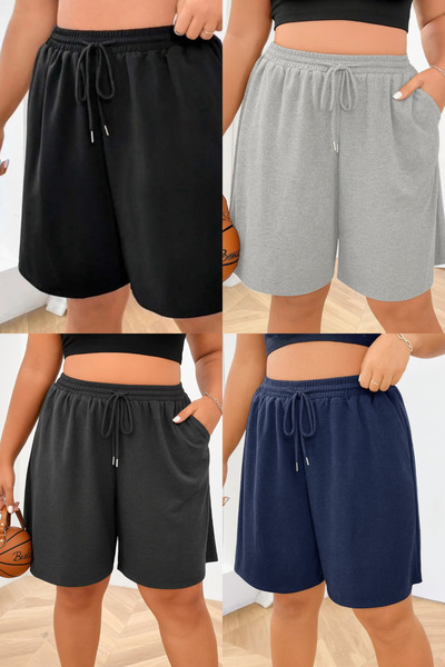 STRAVON Kadın Oversize Rahat Kesim Geniş Paça Bel Lastikli Yan Cepli Şort