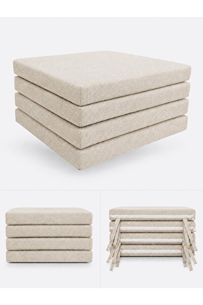 EA HOME ROYALE COMFORT 50x50x5 CM Süngerli Bağcıklı Keten Krem Fermuarlı Sand...