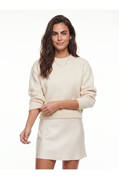 ONLOOX Ecru Soft Textured Crew Neck Long Sleeve Comfortable Fit Standard Size...