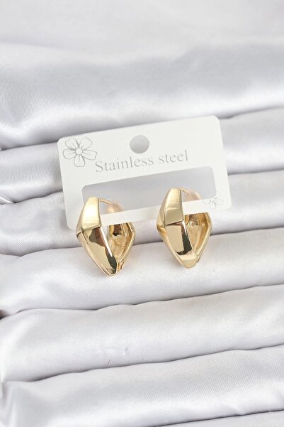 TakÇalıştır 316L Steel Gold Color Diamond Model Hoop Women's Earrings