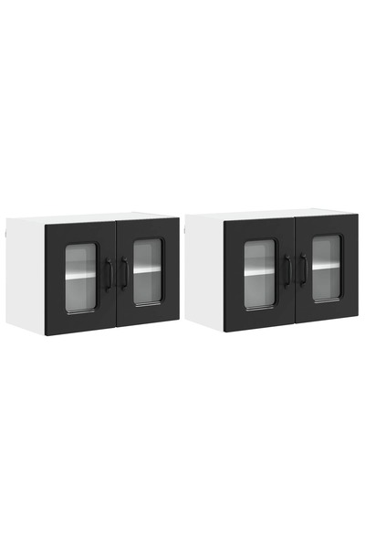 vidaxl Dulap de bucătărie Kalmar 2 pcs Negru 60 x 31 x 40 cm