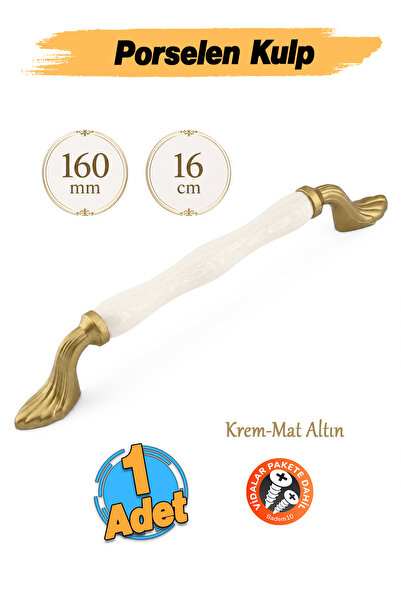 Badem10 Myras Porselen Mat Altın 160 mm 16 cm Mobilya Çekmece Mutfak Dolabı D...