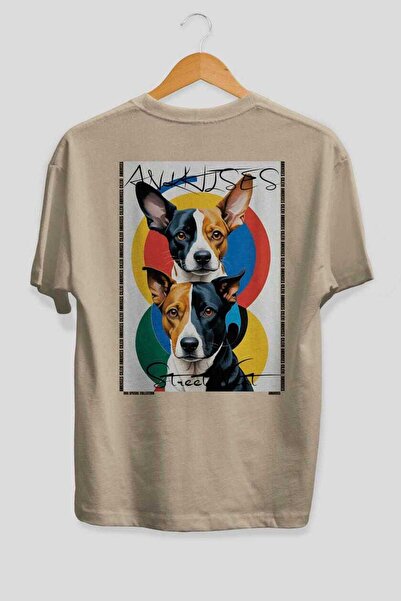 Ankhises Tricou supradimensionat bej cu imprimeu Dog For Dog Lovers 56, 100% ...