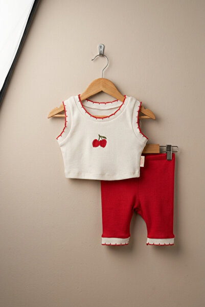 zumino Fruit Embroidered Summer Baby Girl 2-Piece Set