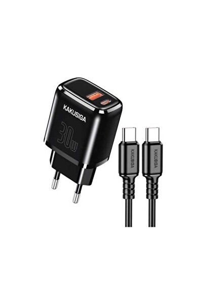 KAKUSİGA Φορτιστής 30W με καλώδιο USB-C – USB-C, 1 Θύρα USB-A και 1 Θύρα USB-...