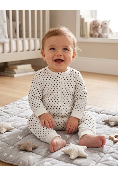 LC Waikiki Lcw Baby Crew Neck Long Sleeve Printed Baby Boy Romper