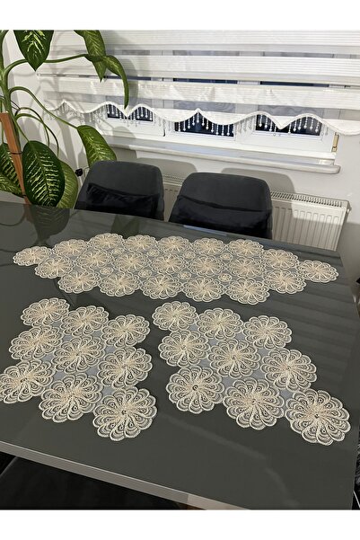 BRL ÇEYİZ HOME French Lace Tulle Guipure Stylish Luxury 3-Piece Runner Living...