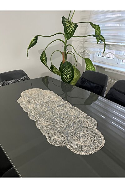 BRL ÇEYİZ HOME French Lace Luxury Tulle Guipure Chic Single Runner 40X110 cm