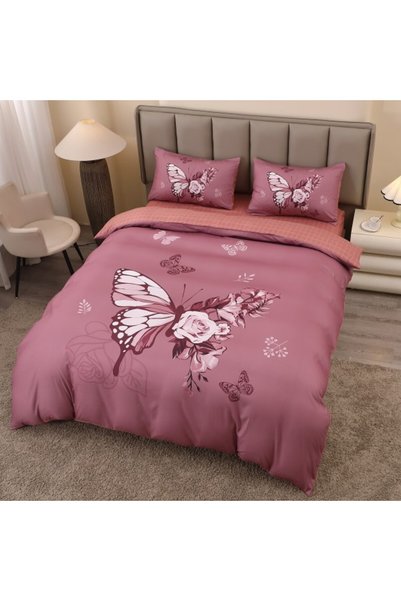 Edormitor Set de lenjerie de pat 5D Finet, 4 piese, Cearșaf cu elastic - Fluturi