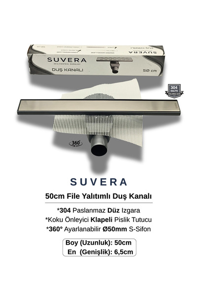 Suvera 50cm 304 Paslanmaz Izgaralı (File Yalıtım Kitli) Koku Önleyici Klapeli...