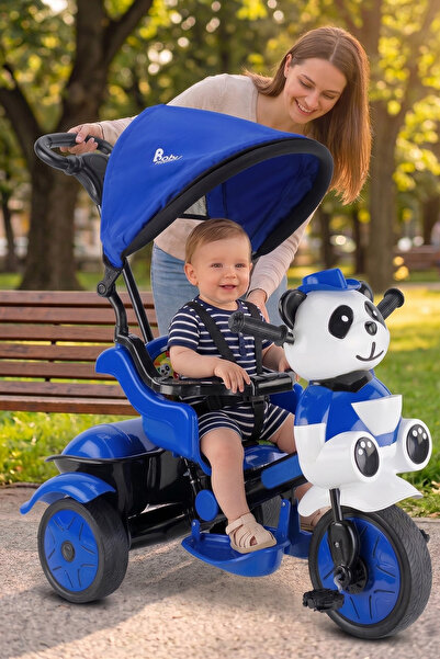 Bebeck 127 Little Panda İtmeli Üç Tekerlekli Bisiklet Ebeveyn Kontrollü Metal...