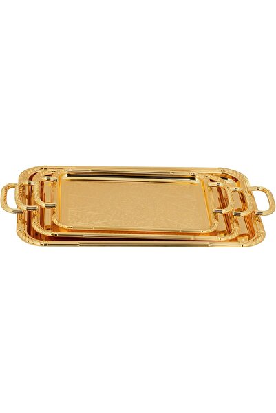 Generic Set of 3 serving trays with side handles, modern and elegant design a...
