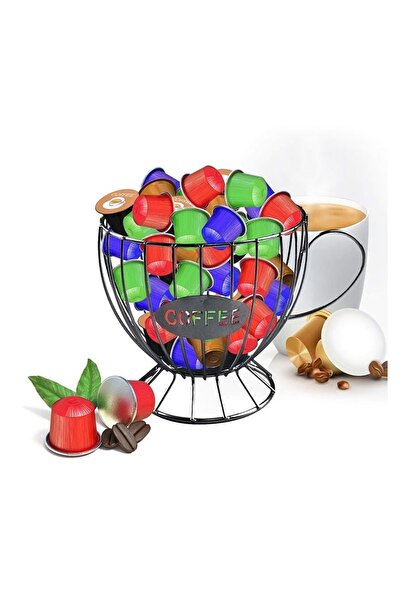 OEM Suport metalic negru pentru capsule cafea, formă de ceașcă cu mesaj Coffe...