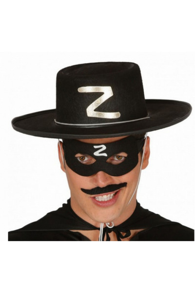 ZERO LAND Pălărie Zorro pentru adulți cu logo ZENGEMTR Z și mască Zorro (80502)