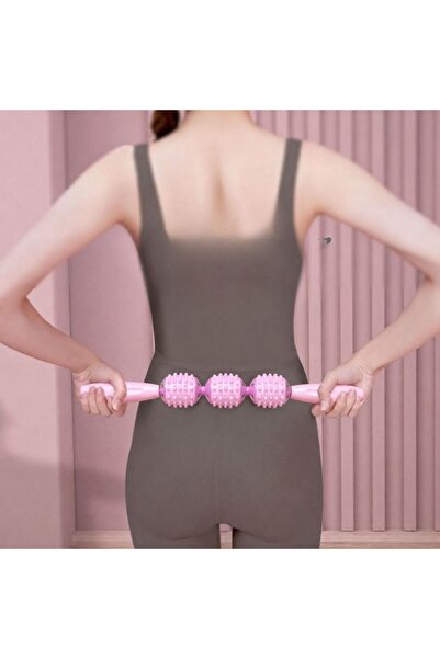 idei Dispozitiv de Masaj cu 3 Role pentru Relaxare Musculară, Roz, 35 cm, pen...