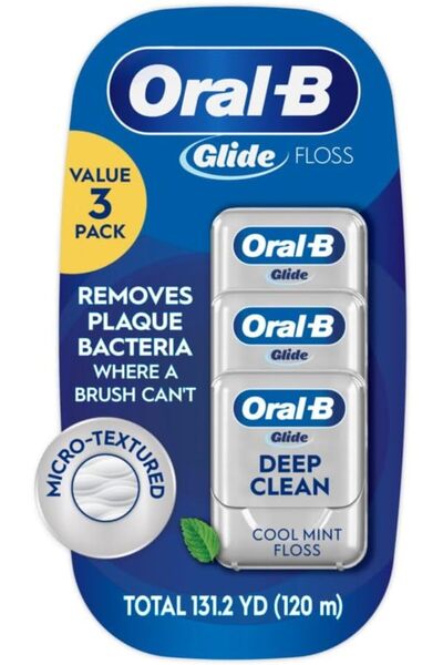 Oral-B Glide Pro-Health Deep Clean Floss with Cool Mint Flavor, 40 meters, 3 ...