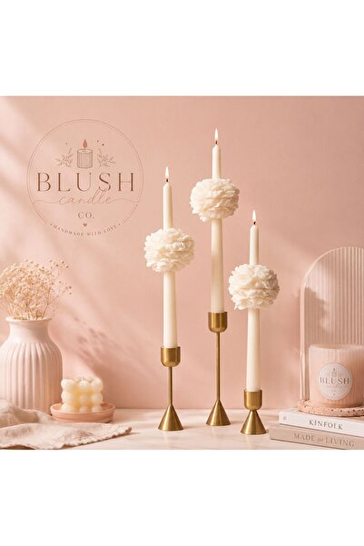 Şakayık Şamdan Mum (3 adet) - Blush Candle