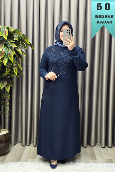 Elmas Tesettür Women's Clothing Plus Size Floral Stone Printed Crepe Fabric E...