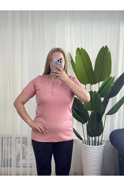 YNSGİYİM Yns - Women's Cotton Lu T-Shirt Rib Knit 100% Cotton T-Shirt Blouse ...