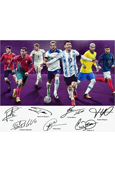 Generic Soccer Champion Superstar Group Photo Messi,Ronaldo,Mbappé,Signed Pos...