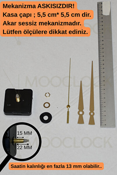 MOOCLOCK Saat Makinesi, Akar Sessiz Duvar Saati Mekanizması, 22 MM şaft, Akre...
