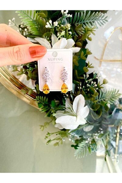 XUPING JEWELRY Zirkon Taşlı Sarı Renk Kristal Taşlı Altın Renk Özel Seri Çeli...