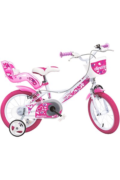 Evelise Bicicletă pentru copii Dino Bikes 14 "Little Heart alb și roz