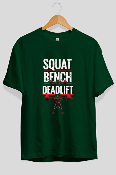 Ankhises Squat Bench Deadlift 3 Υπερμεγέθη πράσινο μπλουζάκι με στάμπα στο μπ...