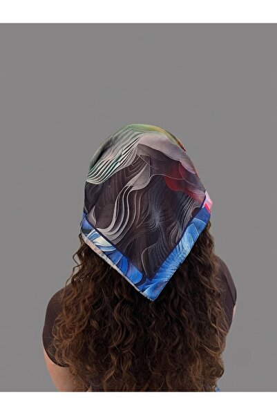 Gistoria Kadın Desenli Saten Rayon Kumaş Bandana Fular 55x55 cm