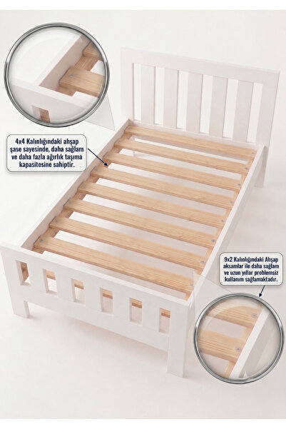 EGN WOODS Modern Beyaz MDF Karyola - Tek ve Çift Kişilik Yatak Ölçü Seçenekleri - Farklı Renk Alternatifleri