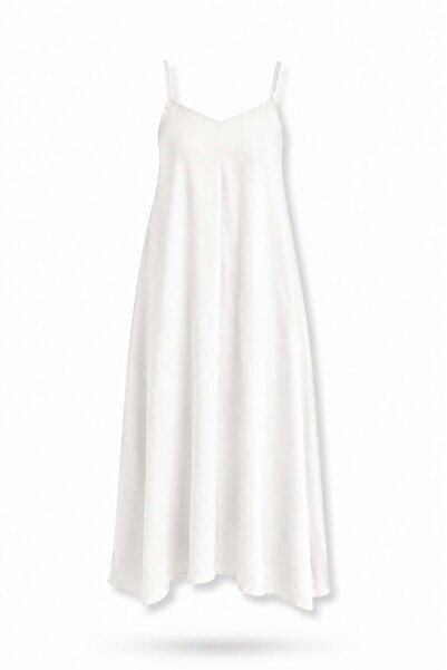 5in1Canpolat White Strappy Flowy Dress 2975