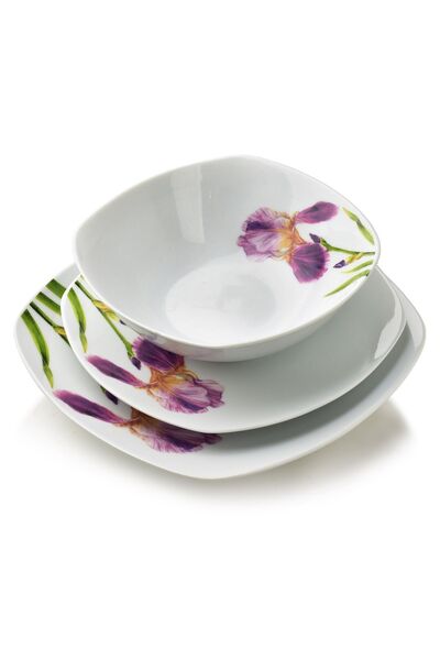 MONDEX Set de veselă Prima AFFEKDESIGN LEA IRIS 16.5/19.5/22 cm Alb 18 piese
