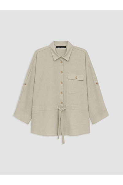 LC Waikiki Esvab • Modern & Distinctive Women's Linen Blend Shirt with Tie Waist