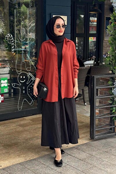 My Magazin MAGAZİN Tensel Tunik 7351 Kiremit