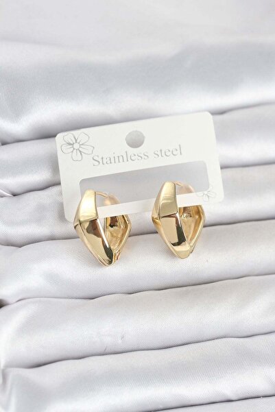 Inure Jewelry 316L Steel Gold Color Diamond Model Hoop Women's Earrings