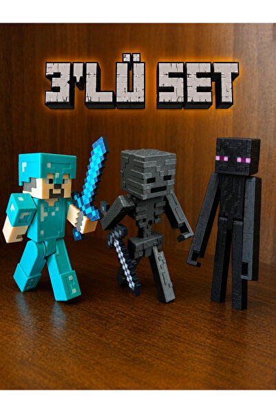 ArtiFex Hobi Minecraft Figür Seti 3’lü – Steve, Enderman ve Wither Skeleton 3...