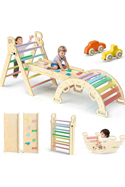 Ma Baby 7 in1 Foldable Triangle Set Baby Climbing Toys Wooden Montessori Clim...