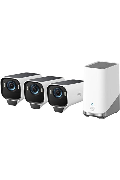 eufy eufyCam S3 Pro 4K Kit de camere de securitate solare wireless cu HomeBas...