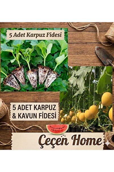 ÇEÇEN HOME 10'lu Bahçe Seti: 5 Adet Yüksek Verimli Karpuz Fidesi ve 5 Adet Le...