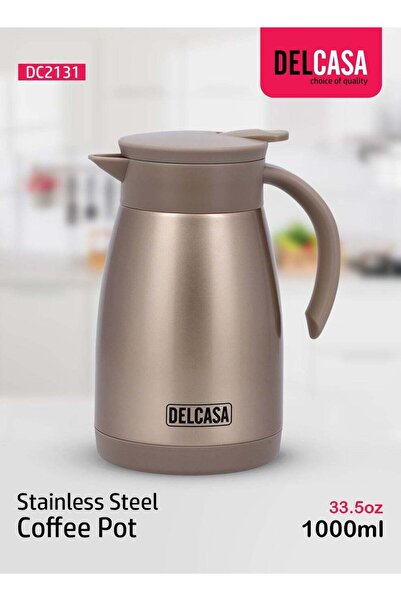 DELCASA Stainless Steel Coffee Pot 1000 ml Double Wall Flask DC2131