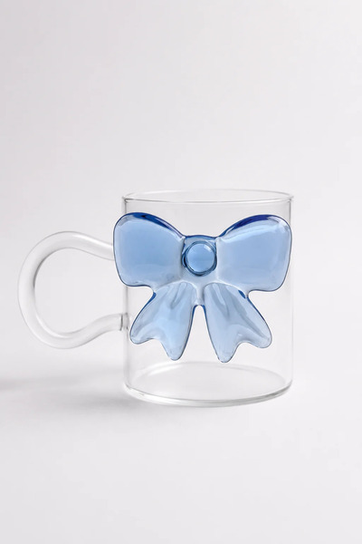 Bereketli Store Clasy Bowknot Borosilicate Glass Mug – Heat Resistant Transpa...