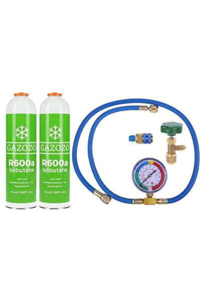 Litago Set umplere agent frigorific R600a, Litago, 2 butelii, manometru, tevi